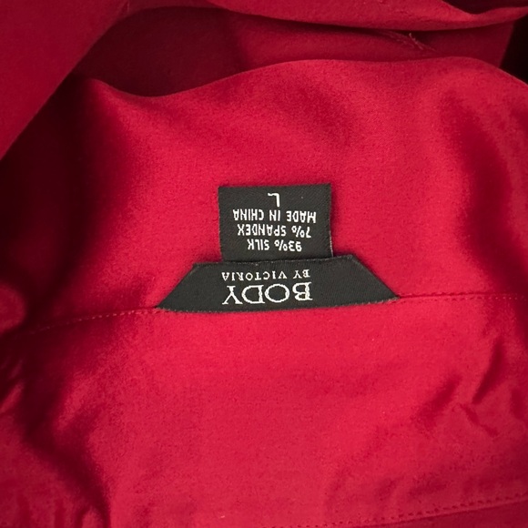 Victoria's Secret Red Satin Button Down Shirt - Picture 3 of 3